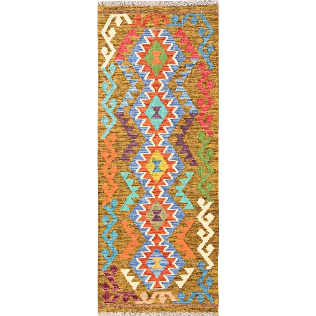 Runner 1'10"x5' Colorful Afghan Kilim 100% Wool Rug Flat Weave Hand Woven (1 of 6)