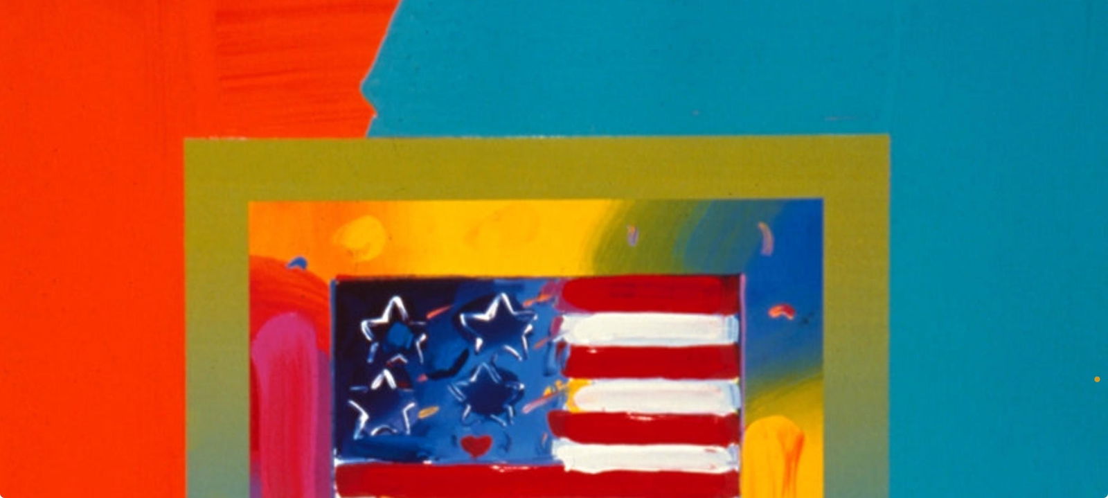 Official Edition Mixed Media - Peter Max - Flag With Heart On Blends II - Hand Signed - 3
