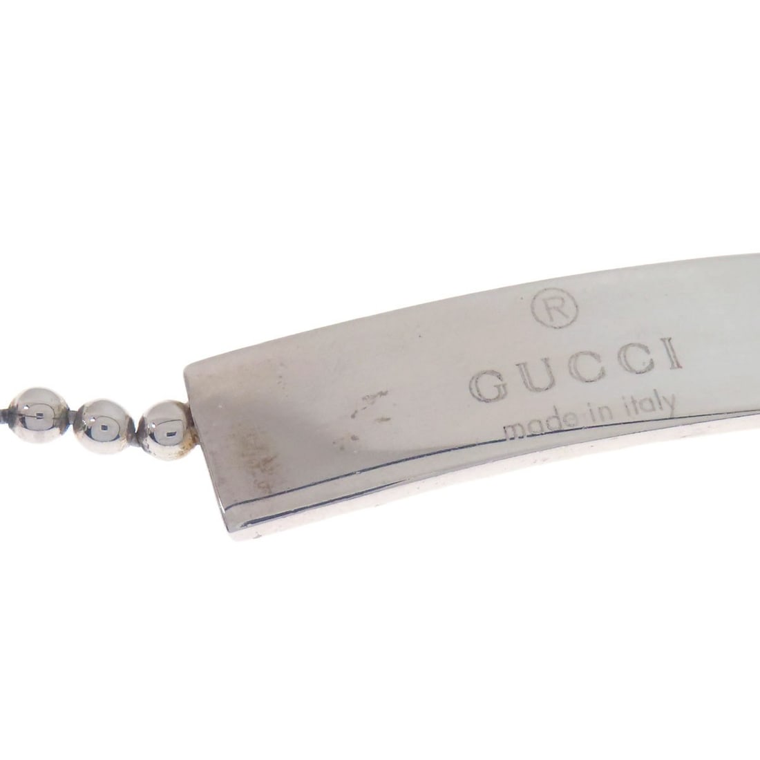 Silver GUCCI Ball Chain Logo Bracelet - 9
