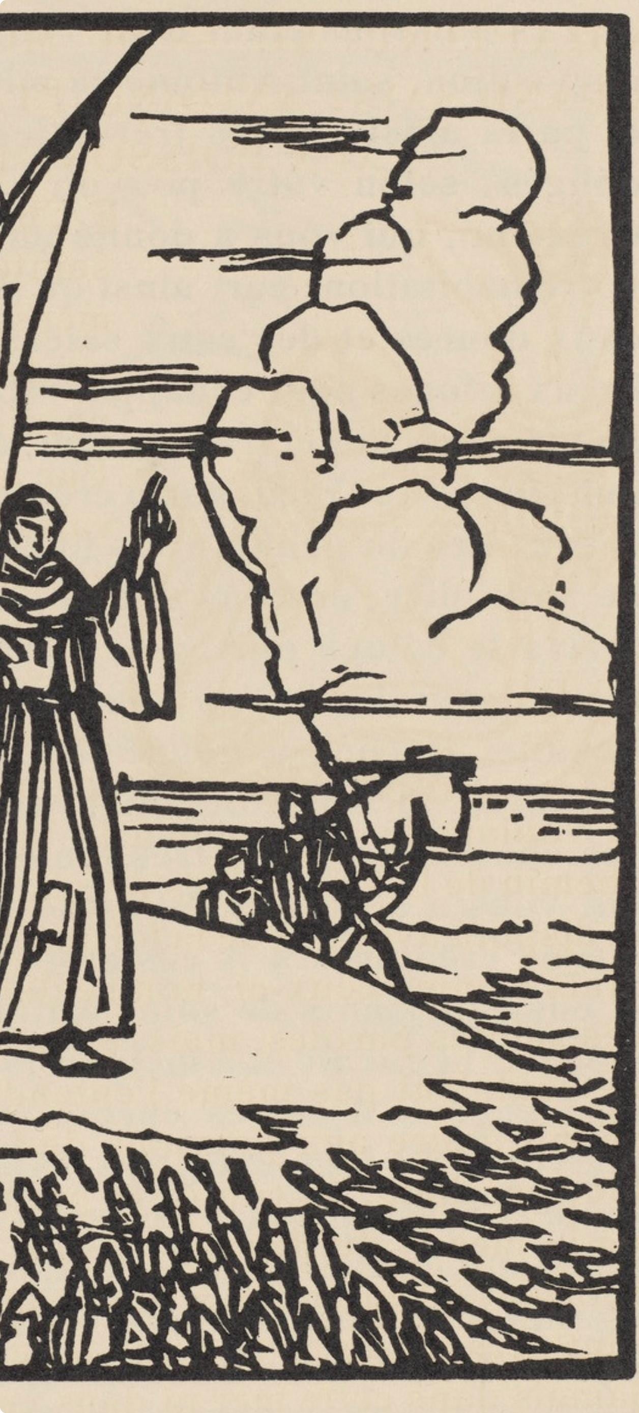 Woodcut - mile Bernard - Composition (Morane - No. 100) - Les Petites Fleurs de St. Franoise - 4