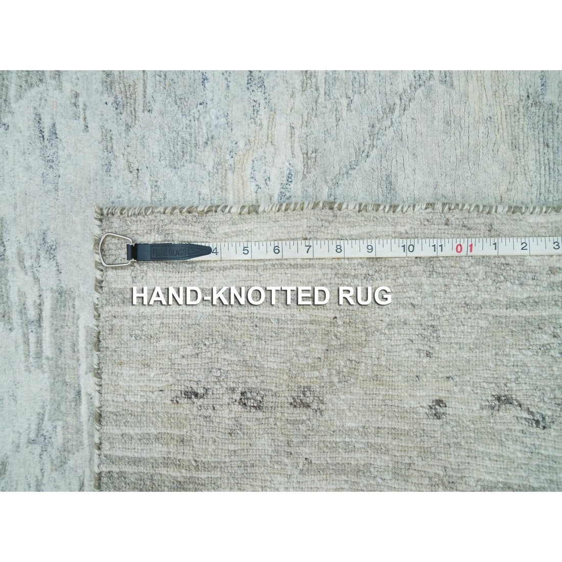 Rug 2'7"x22' Gray Modern Design Hand Spun Wool Hand Knotted XL Runner - 8