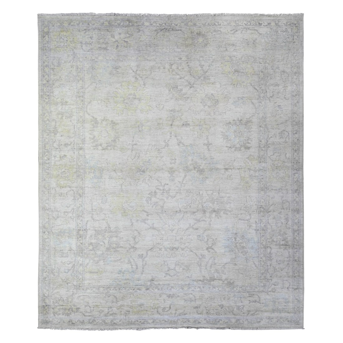 Rug 8'x9'5" Voyage Gray Hand Knotted Afghan Angora Oushak Wool Oriental: Rug 8'x9'5" Voyage Gray Hand Knotted Afghan Angora Oushak Wool Oriental This listing features Rug 8'x9'5" Voyage Gray Hand Knotted Afghan Angora Oushak Wool Oriental. Item specifics are provided