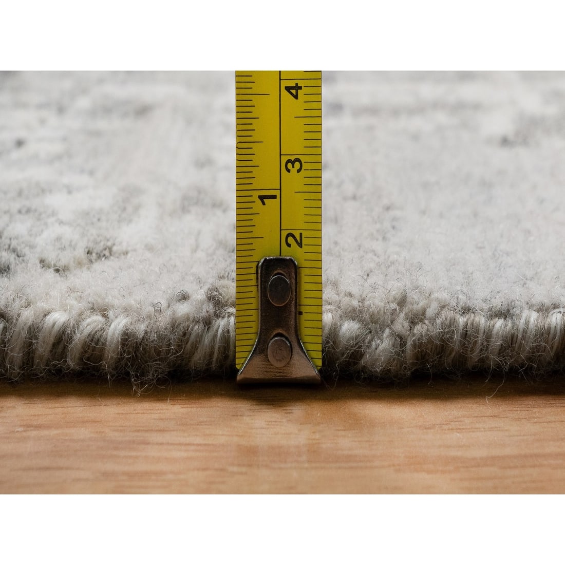 Wool 10'x10' Gray Round Rug Modern Erased Design Hand Knotted Natural - 10