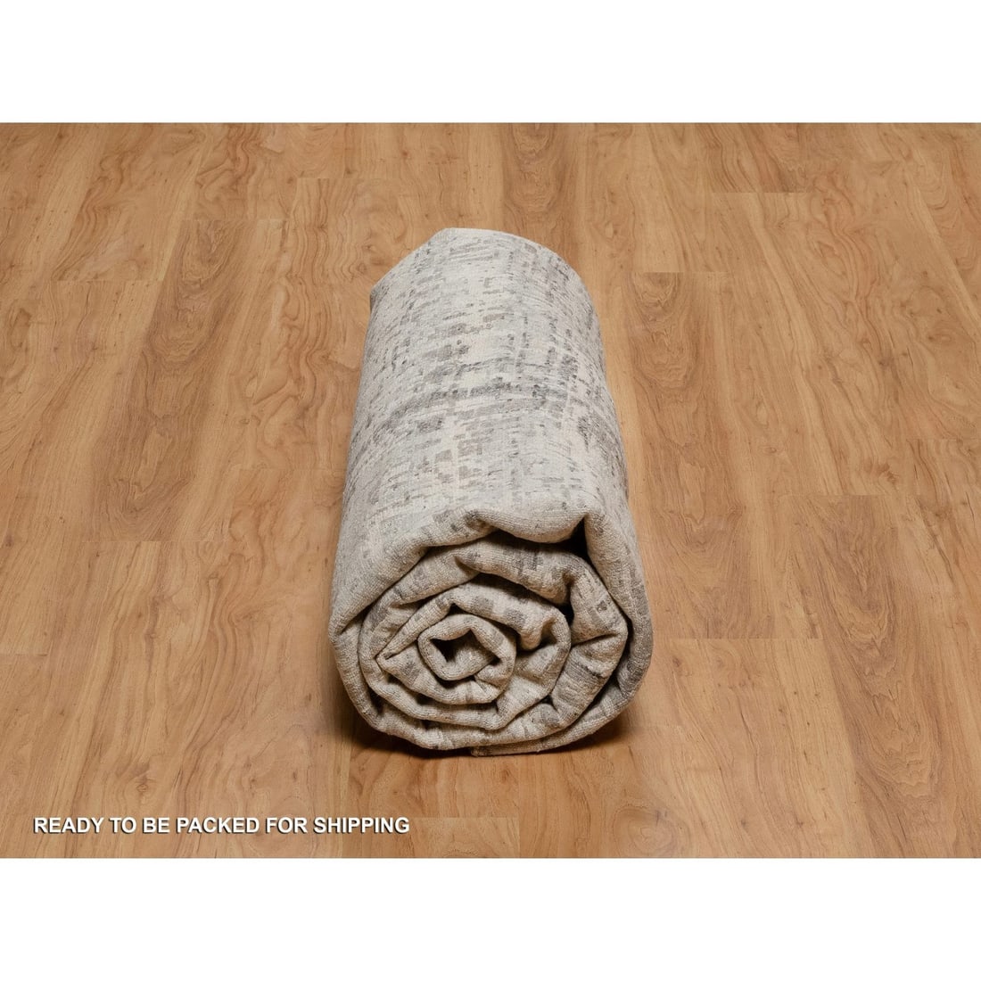 Wool 10'x10' Gray Round Rug Modern Erased Design Hand Knotted Natural - 9