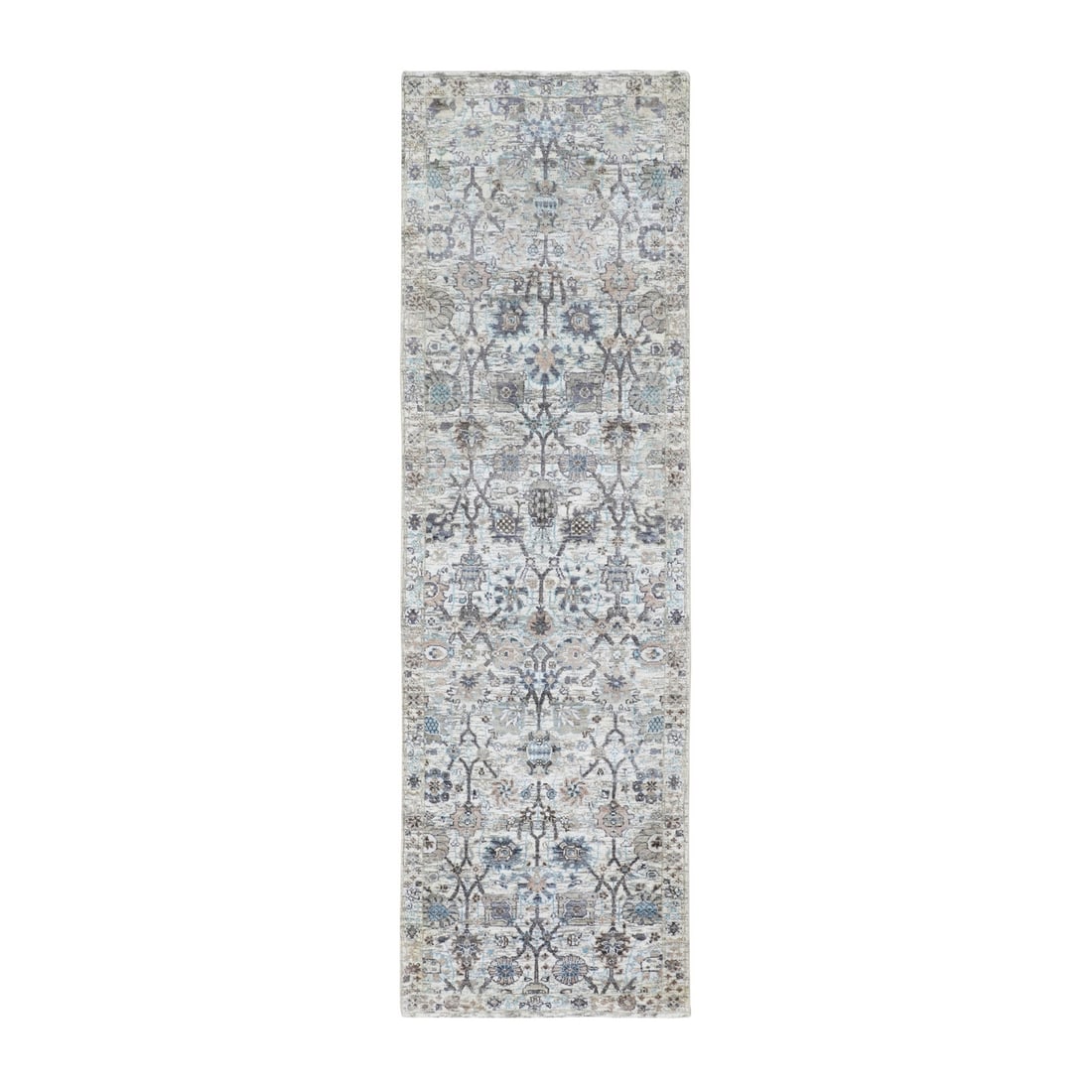 Rug 2'5"x8' Ivory Silk With Textured Wool Tebraz Design Hand Knotted: Rug 2'5"x8' Ivory Silk With Textured Wool Tebraz Design Hand Knotted This listing features Rug 2'5"x8' Ivory Silk With Textured Wool Tebraz Design Hand Knotted. Item specifics are provided below. 