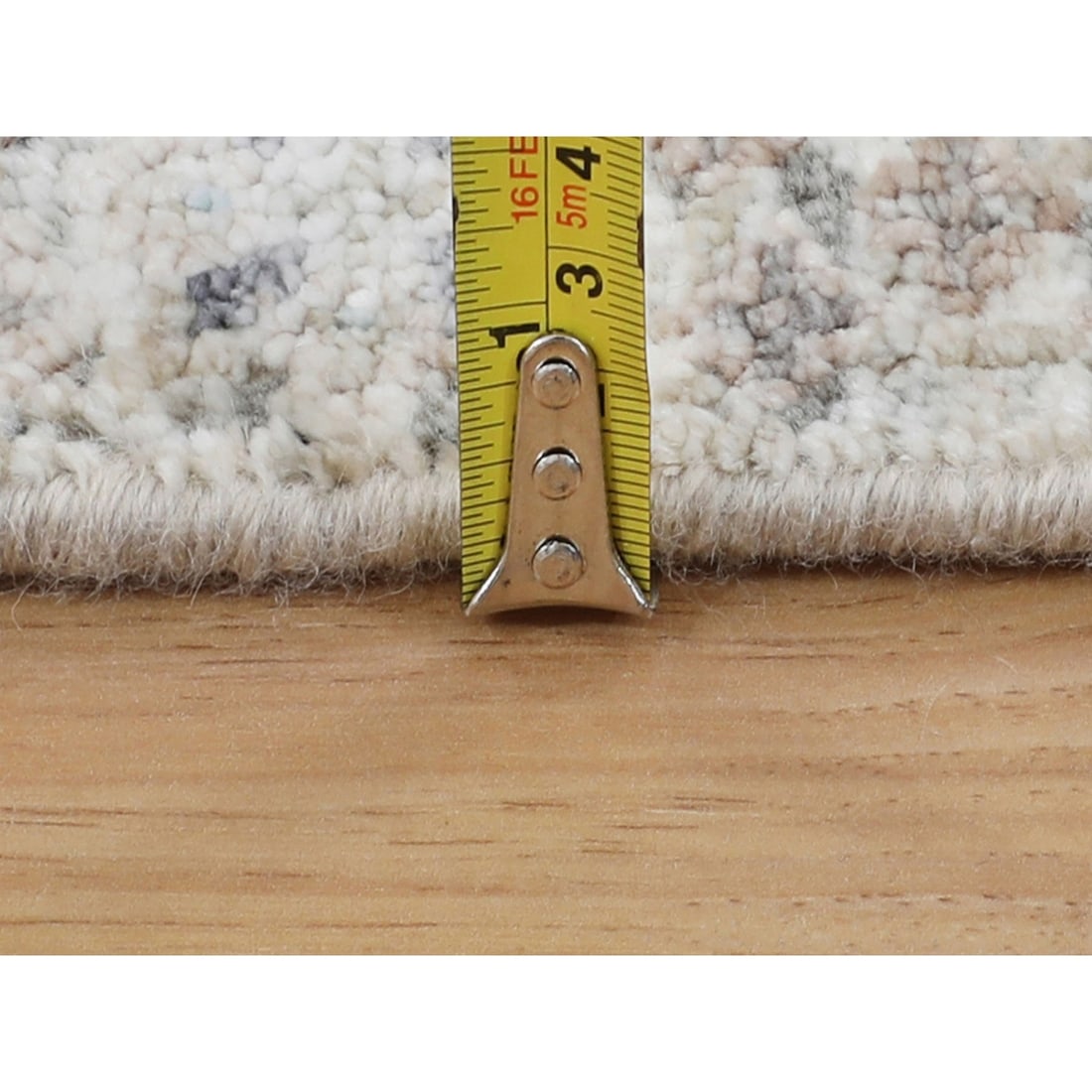 Rug 2'5"x8' Ivory Silk With Textured Wool Tebraz Design Hand Knotted - 7