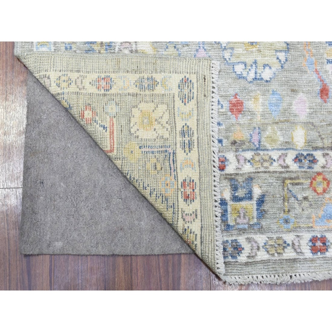 Rug 4'4"x10' Taupe Hand Knotted Wool Afghan Angora Oushak Wide Runner - 2