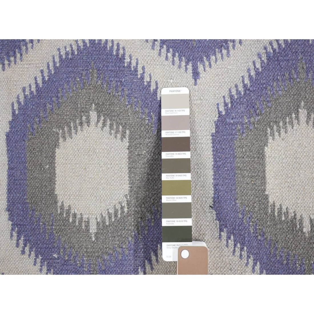 Rug 4'x6' Silver Gray Hand Woven Kilim Geometric Design Soft Wool - 4