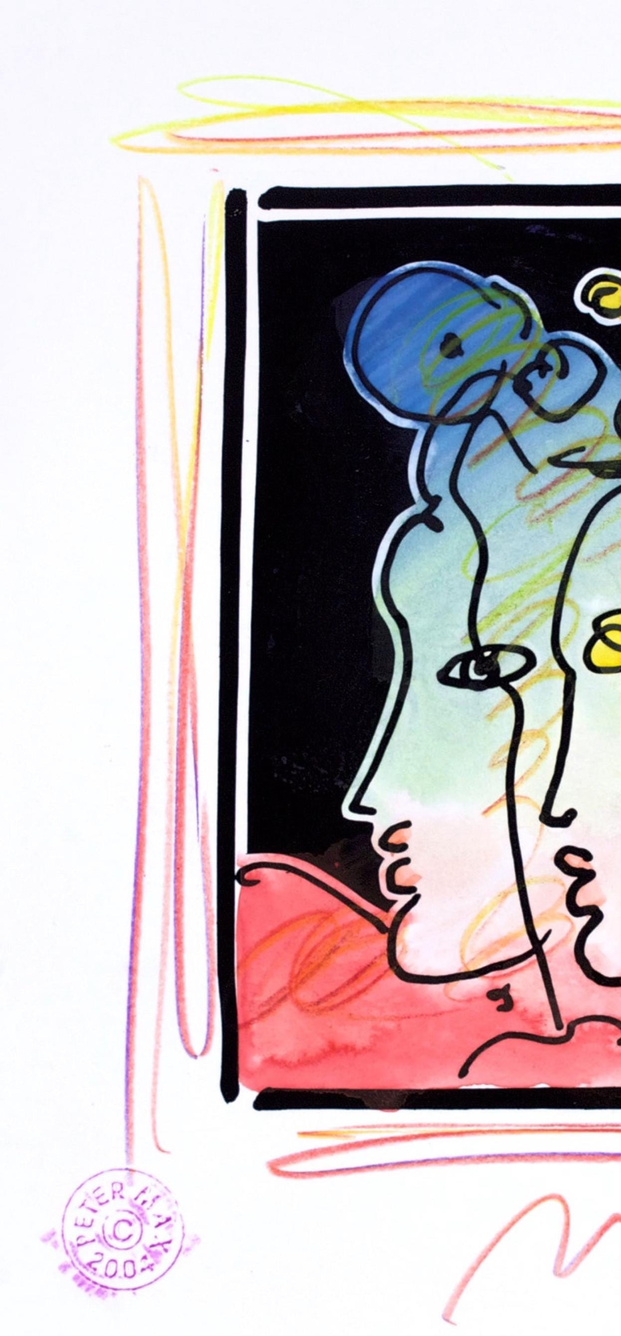 Official Edition Mixed Media - Peter Max - Two Profiles - Black and White Series - Hand Signed - 3