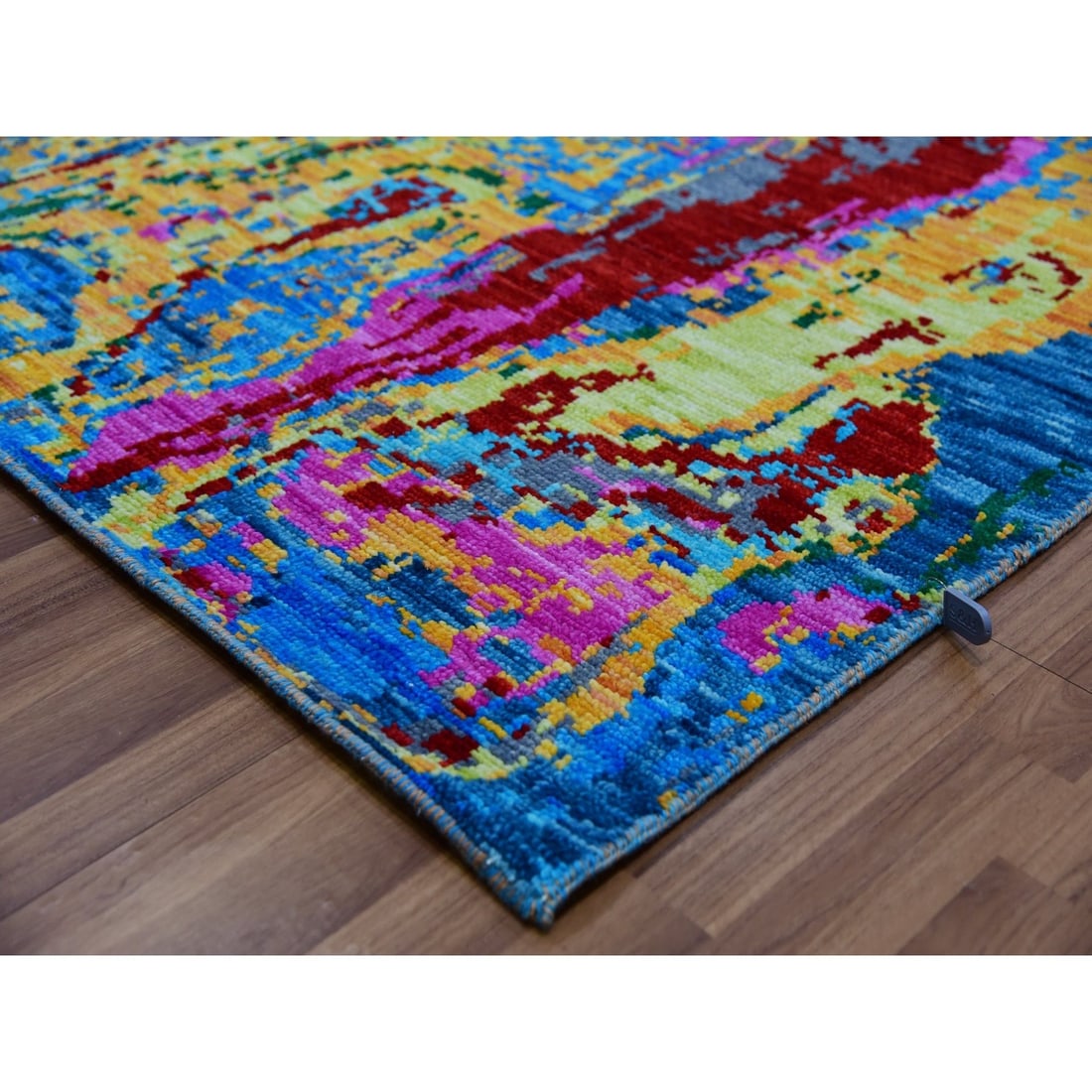 Rug 9'x11'9" Hot Pink Blue Modern Design Hand Knotted Pure Wool Oriental - 7