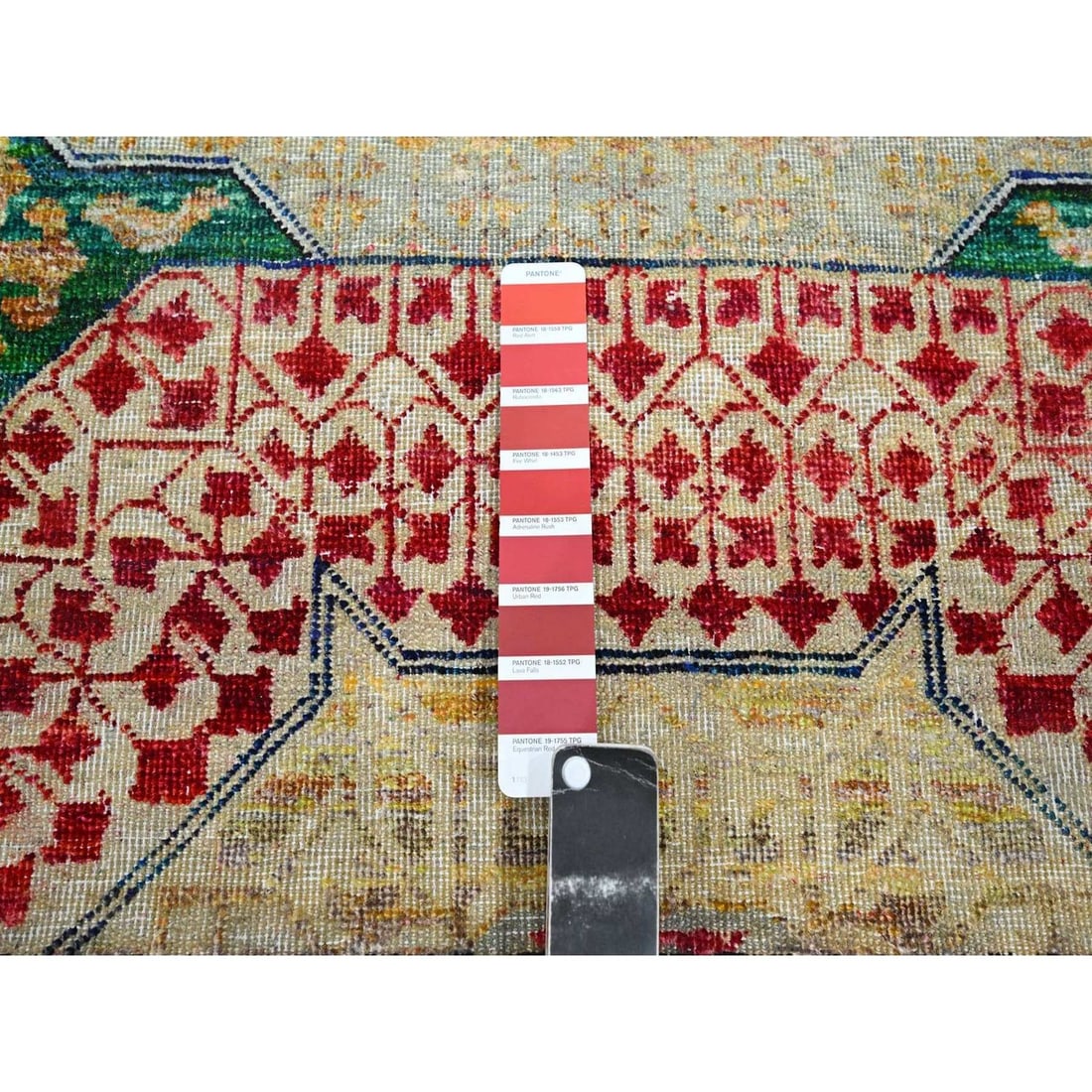 Rug 3'x5'1" Colorful Mamluk Design Silk with Textured Wool Hand Knotted - 4