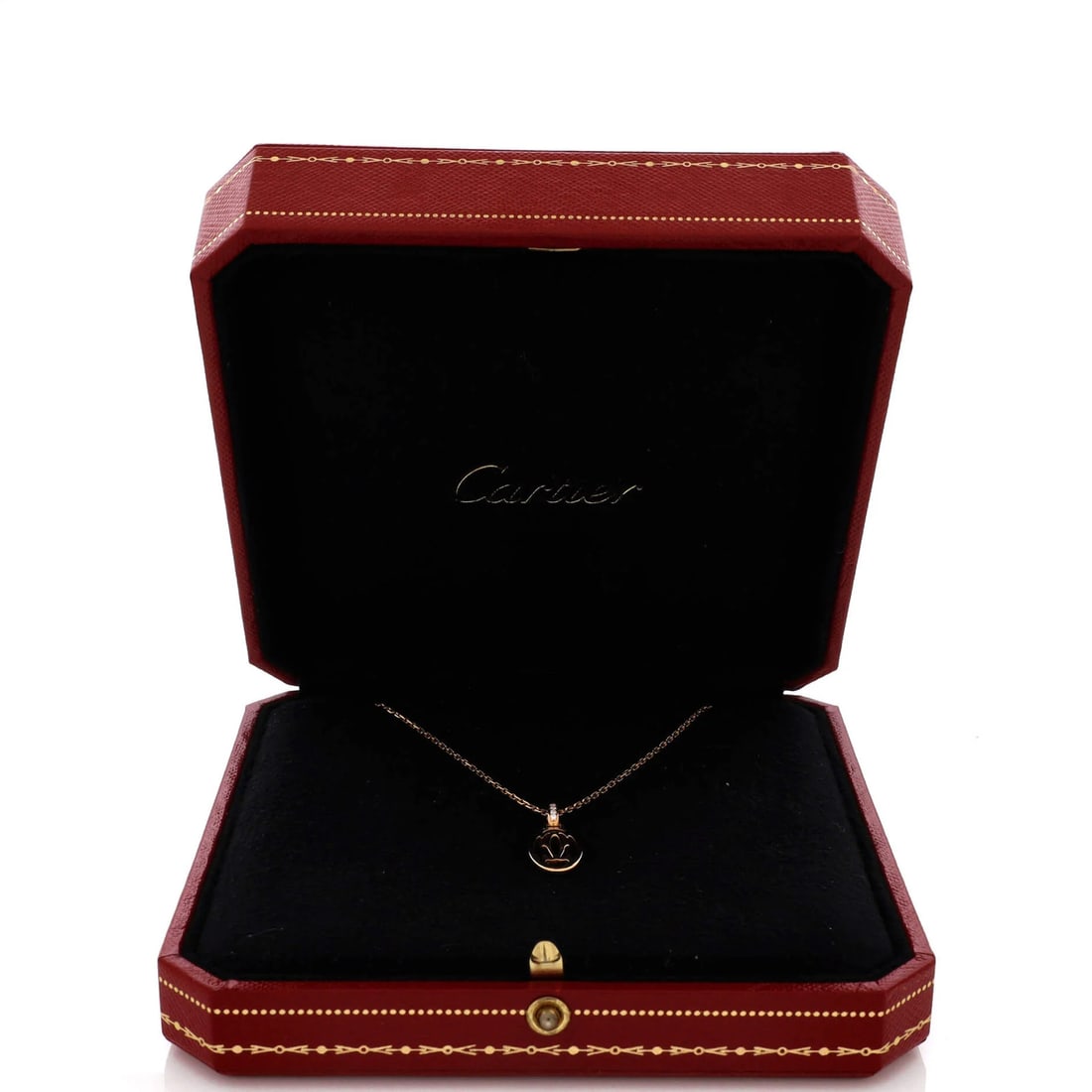 Diamonds Cartier Logo Double C Pendant Necklace 18K Rose Gold with - 2