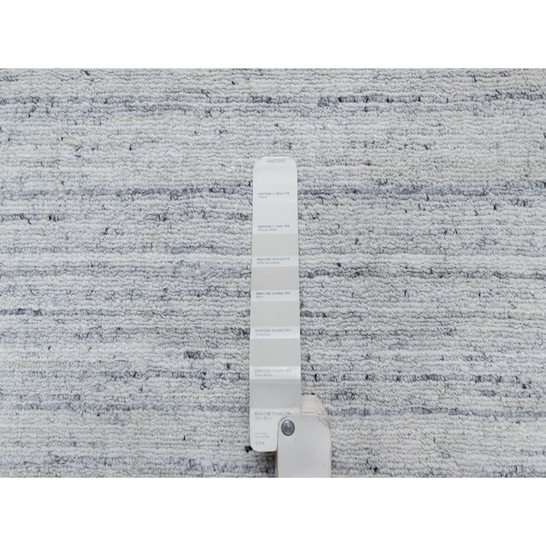 Rug 2'7"x8' Cloud Gray Modern Striae Design Pure Wool Hand Loomed Runner - 4