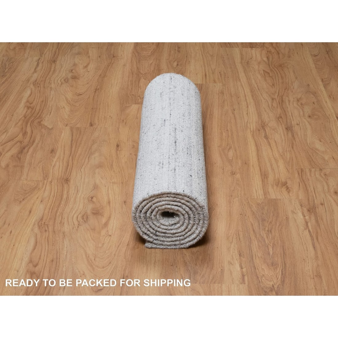 Rug 2'7"x8' Cloud Gray Modern Striae Design Pure Wool Hand Loomed Runner - 6