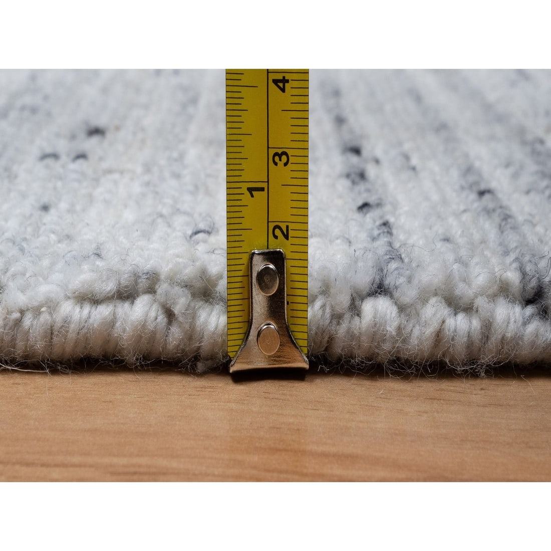 Rug 2'7"x8' Cloud Gray Modern Striae Design Pure Wool Hand Loomed Runner - 7