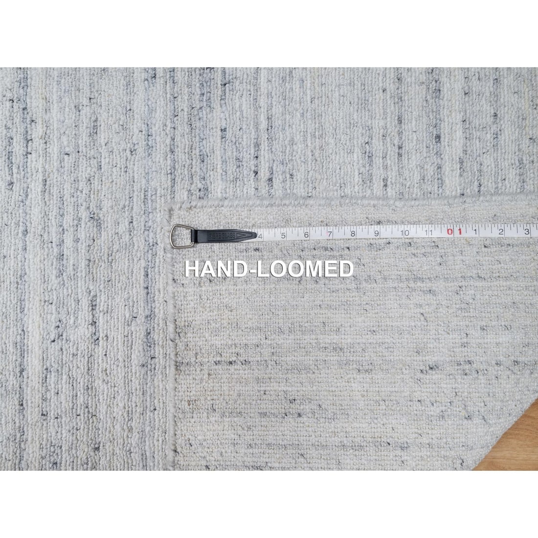 Rug 2'7"x8' Cloud Gray Modern Striae Design Pure Wool Hand Loomed Runner - 8