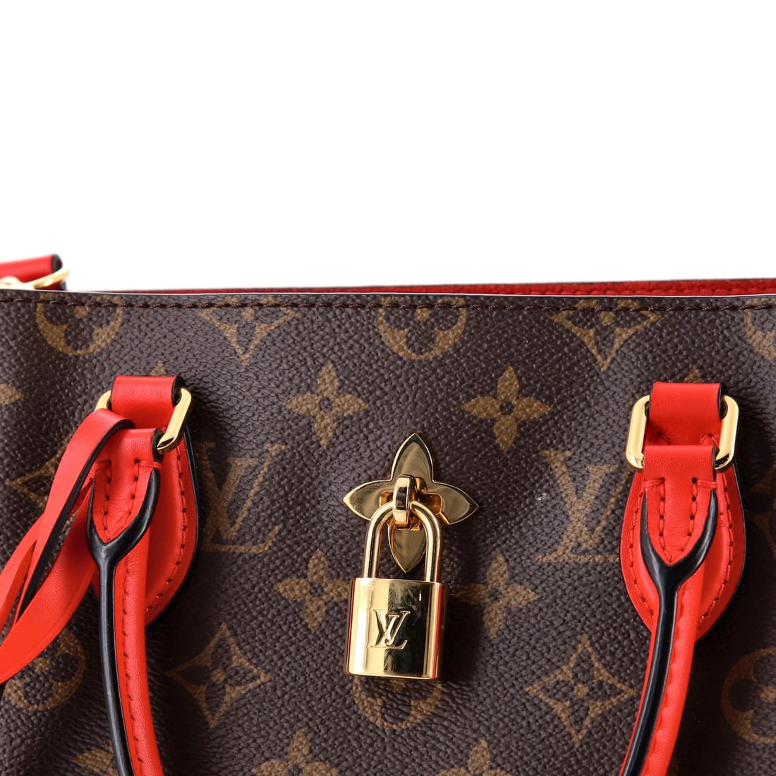 Leather Louis Vuitton Flower Tote Monogram Canvas with - 8