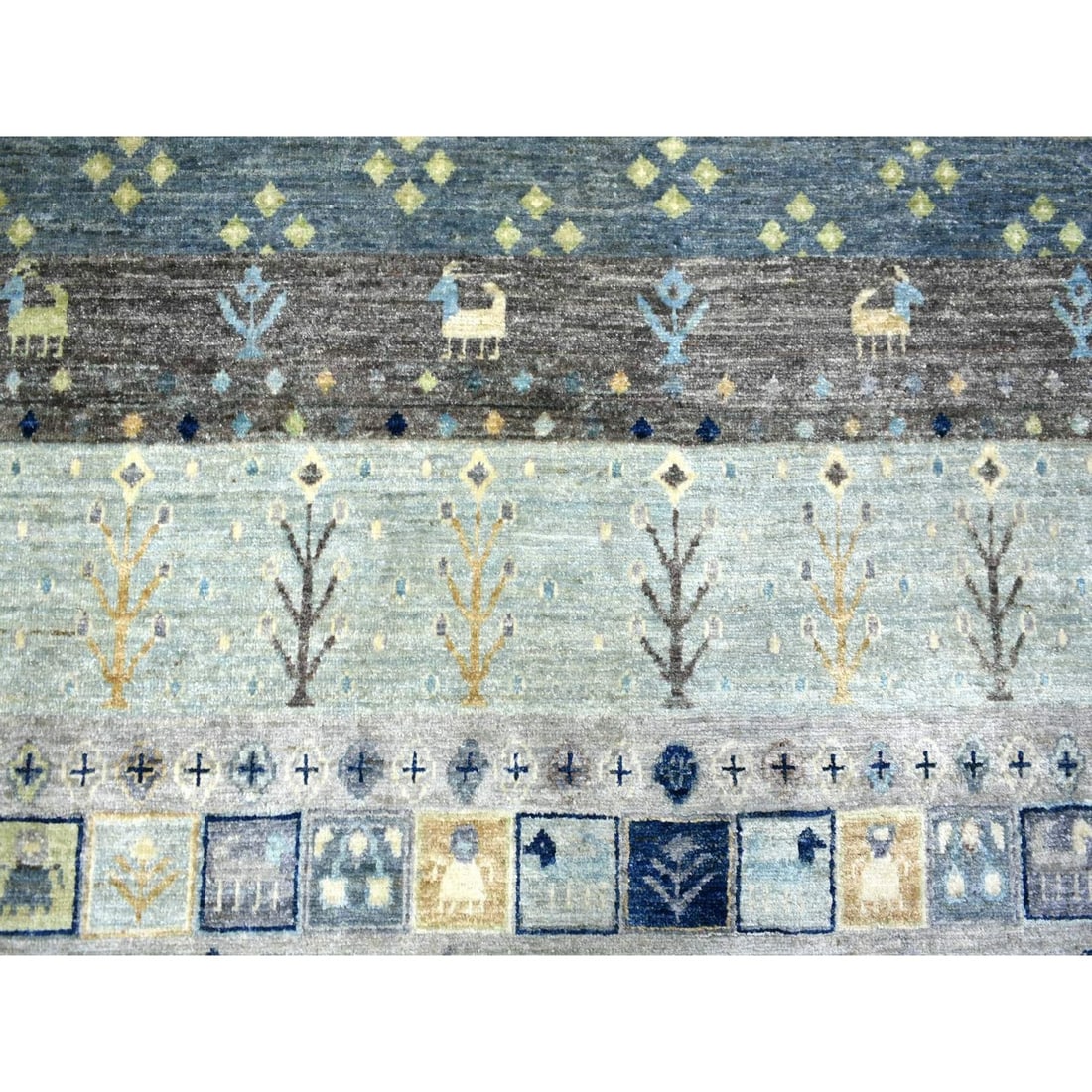 Rug 10'x13'8" Space Gray Afghan Kashkuli Soft Wool Hand Knotted - 9