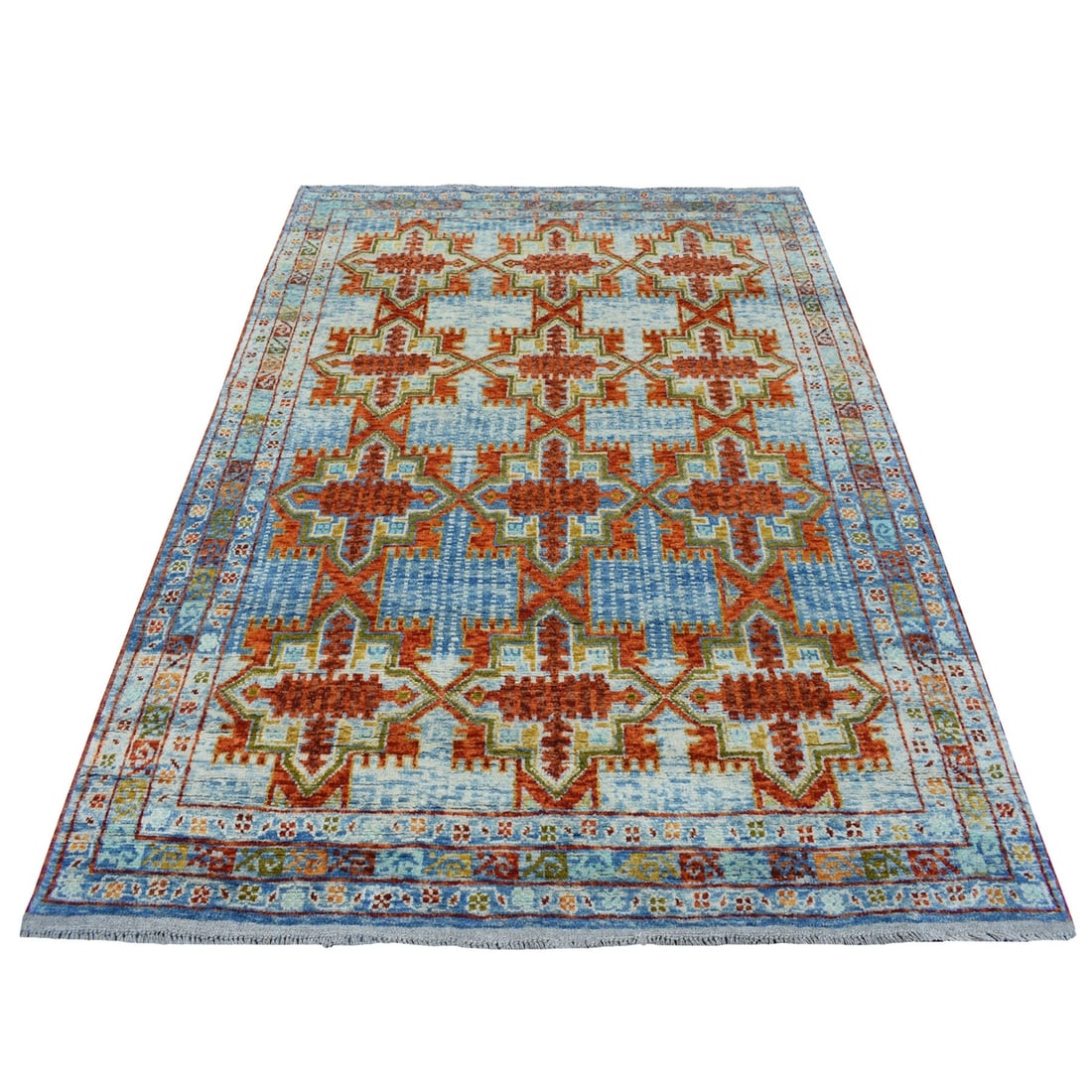 Rug 5'8"x7'9" Hand Made Tribal Design Pure Wool Colorful Afghan Village (1 of 6)