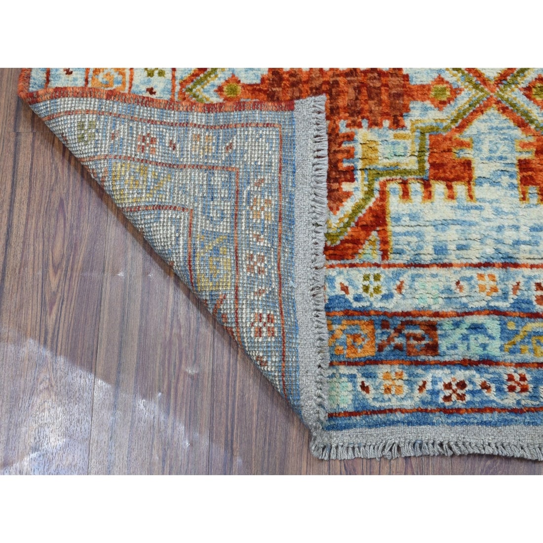 Rug 5'8"x7'9" Hand Made Tribal Design Pure Wool Colorful Afghan Village - 2