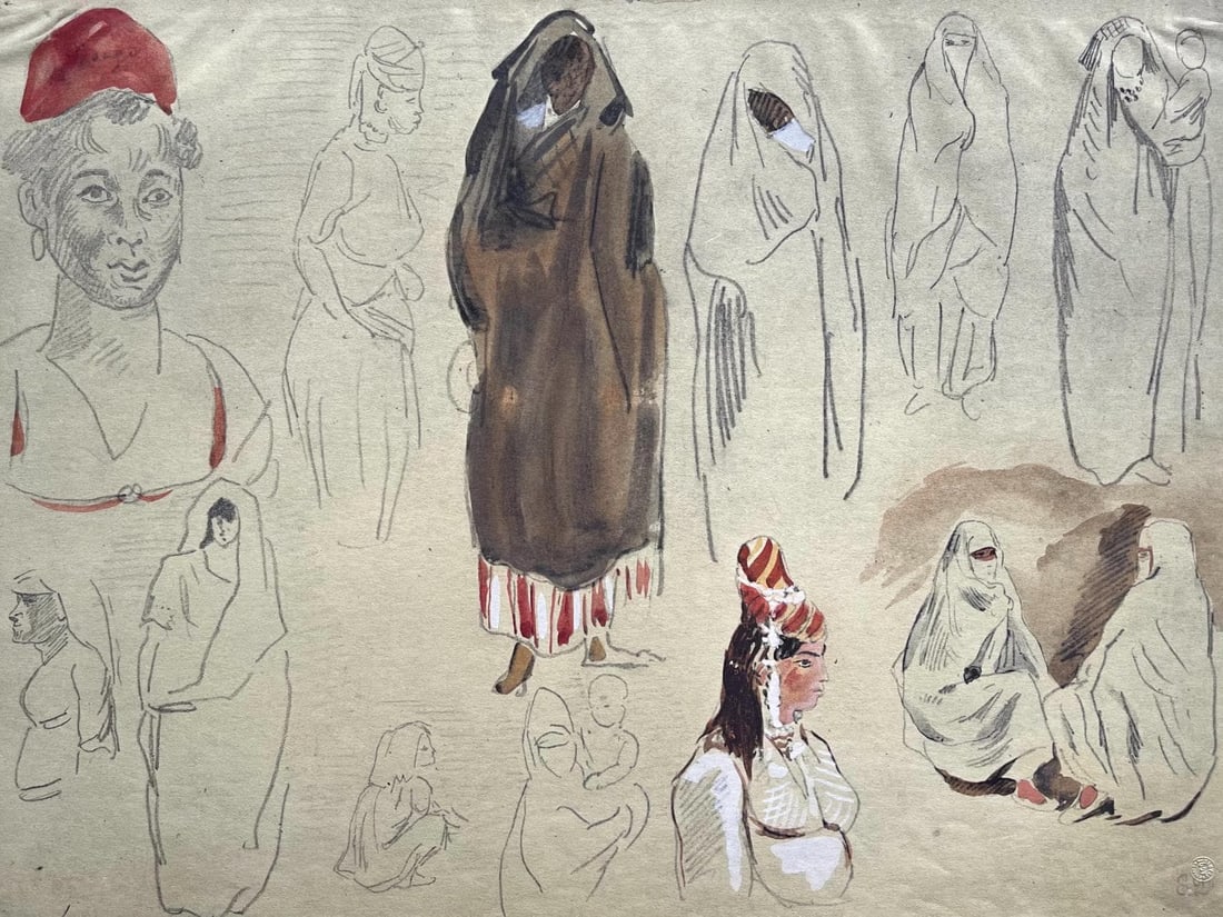 Lithograph - Eugne Delacroix - Composition - Trente et un Dessins et Aquarelles du Maroc (1 of 8)