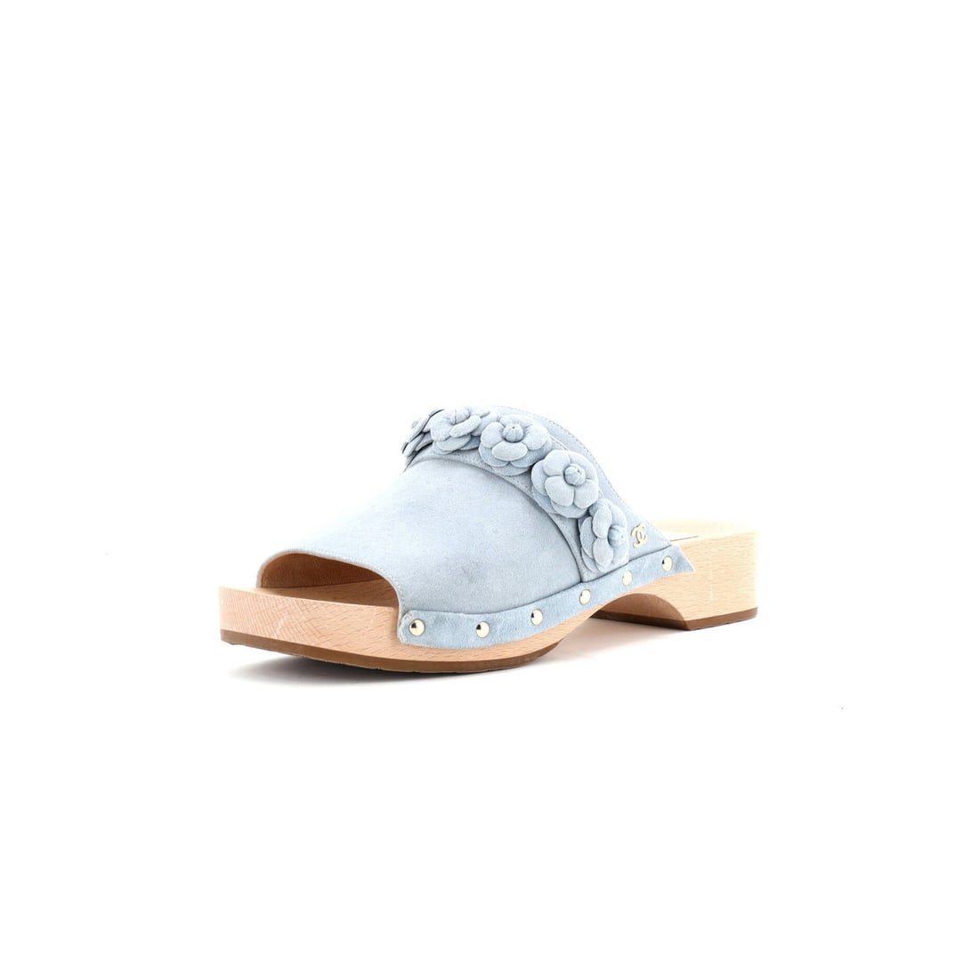 Suede Chanel Women's Camellia Mule Sandals: Suede Chanel Women's Camellia Mule Sandals This listing features Suede Chanel Women's Camellia Mule Sandals. Item specifics are provided below. Item Specifics: Brand: Chanel Us Shoe Size: Us(W) 10 | I
