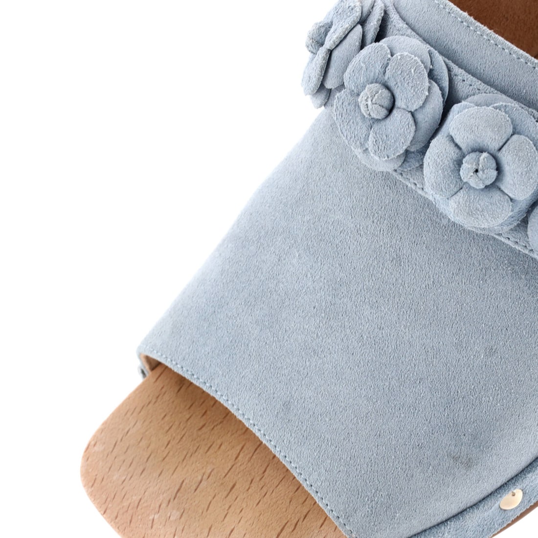 Suede Chanel Women's Camellia Mule Sandals - 5