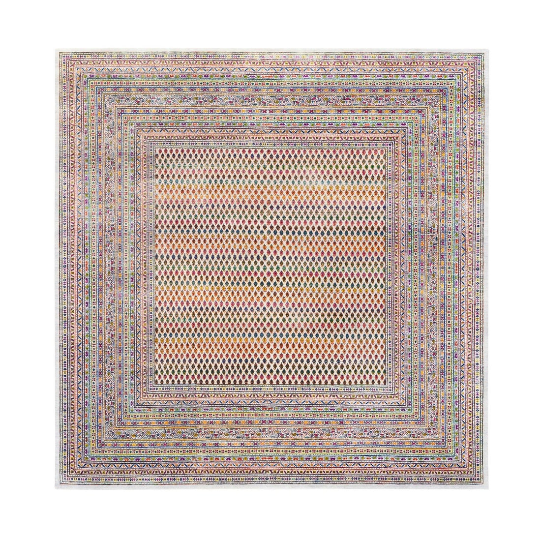 Rug 10'1"x10'1" Colorful Sari Silk With Wool Saroogh Inspired Handknotted (1 of 11)