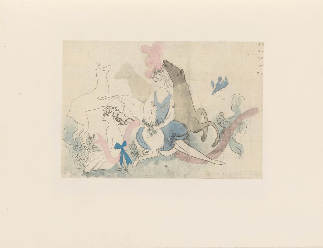 Lithograph - Marie Laurencin - Composition - Les Biches - 6
