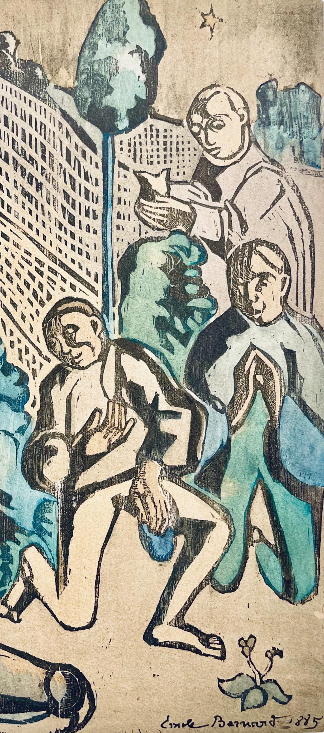 Woodcut - mile Bernard - Composition - loge de mile Bernard - 2