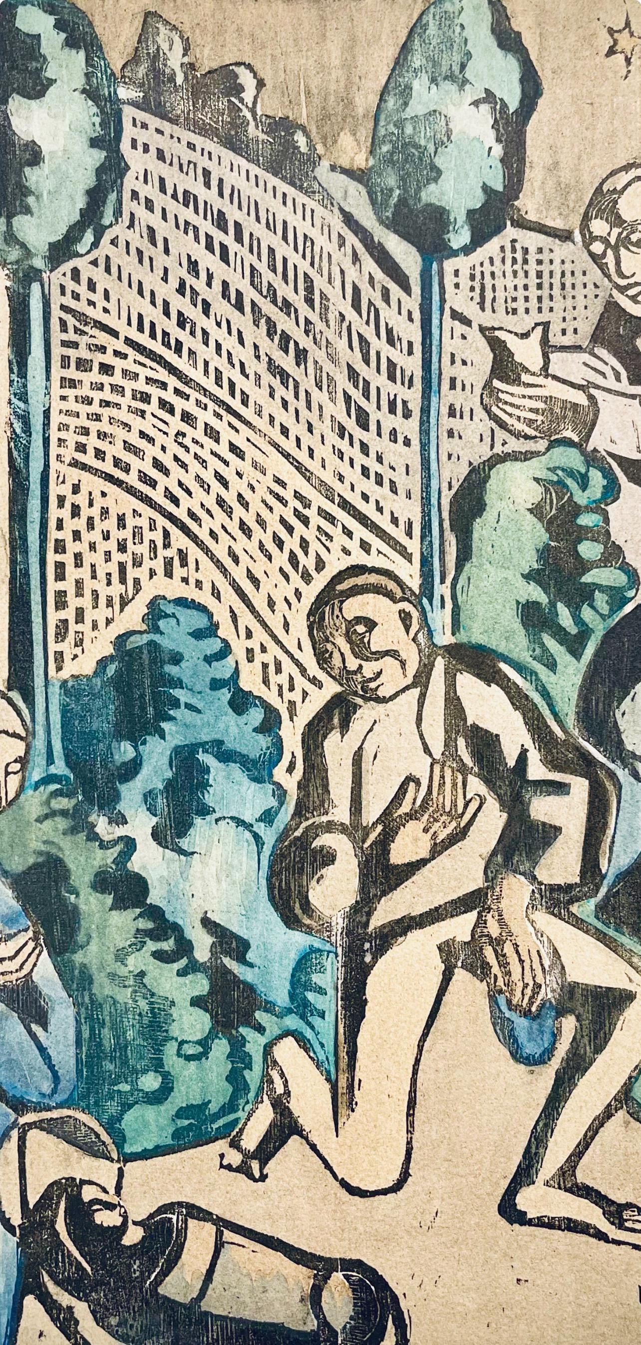 Woodcut - mile Bernard - Composition - loge de mile Bernard - 3