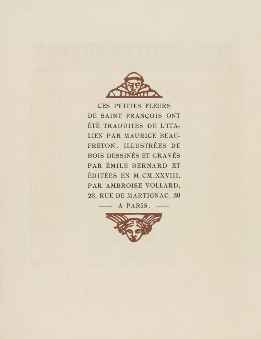 Woodcut - mile Bernard - Composition (Morane - No. 100) - Les Petites Fleurs de St. Franoise - 8