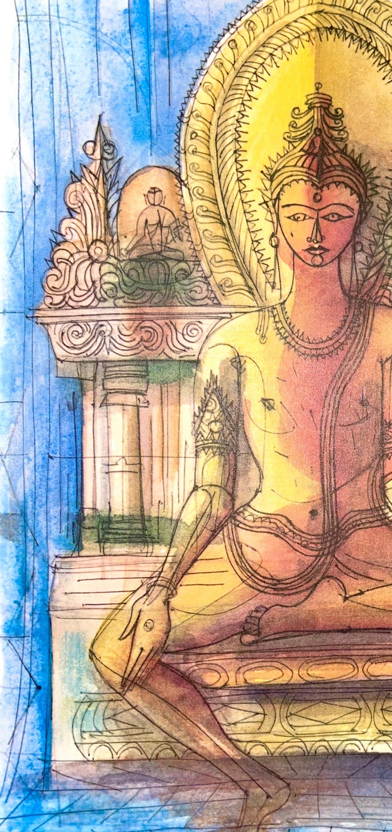 Lithograph - Jean Carzou - Composition - Ce Panorama du Bouddhisme - 3