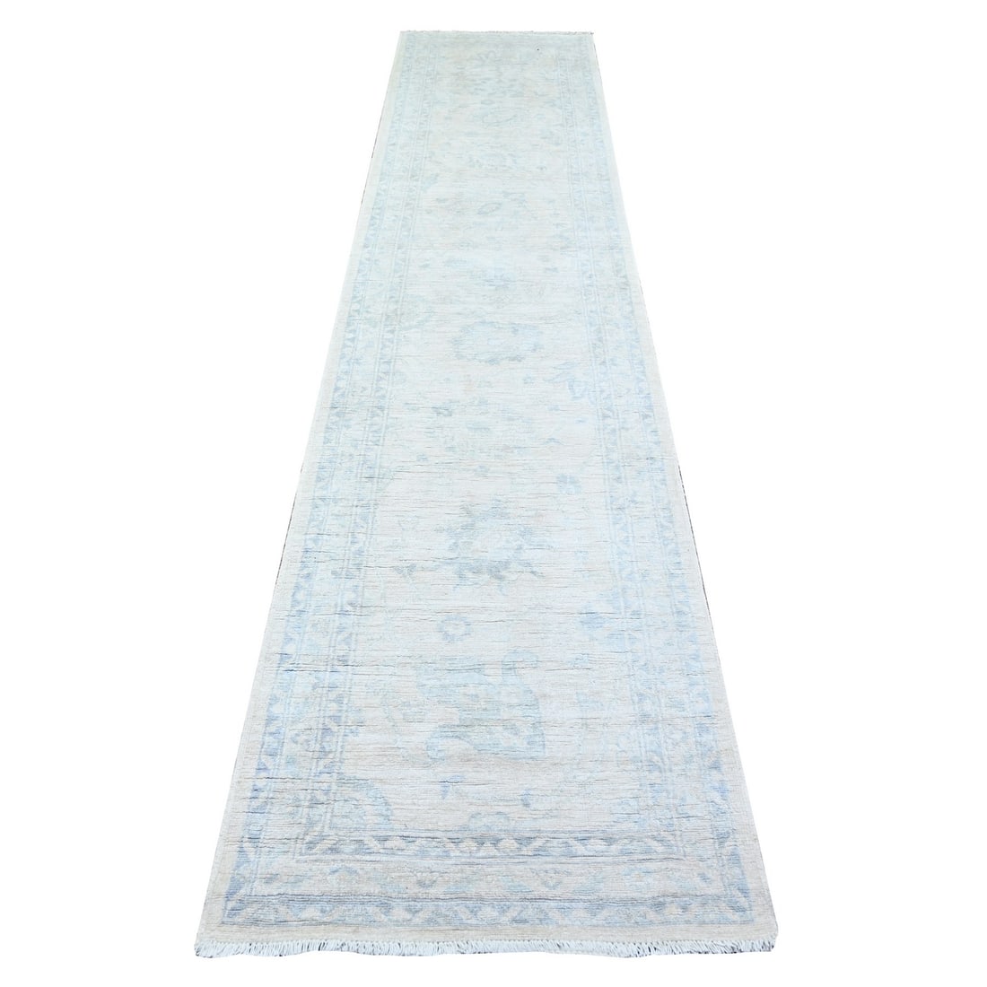 Rug 2'7"x11'9" Porcelain White Wool Hand Knotted Porcelain White Runner: Rug 2'7"x11'9" Porcelain White Wool Hand Knotted Porcelain White Runner This listing features Rug 2'7"x11'9" Porcelain White Wool Hand Knotted Porcelain White Runner. Item specifics are provided