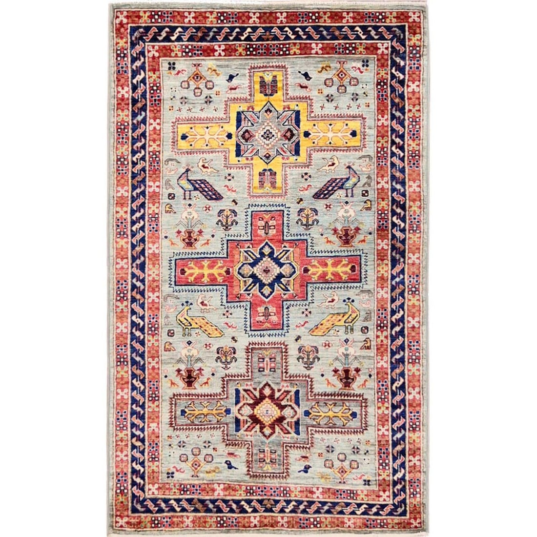Design 3'x5' Gray Hand Knotted Rug All Wool Armenian Inspired Caucasian: Design 3'x5' Gray Hand Knotted Rug All Wool Armenian Inspired Caucasian This listing features Design 3'x5' Gray Hand Knotted Rug All Wool Armenian Inspired Caucasian. Item specifics are provided