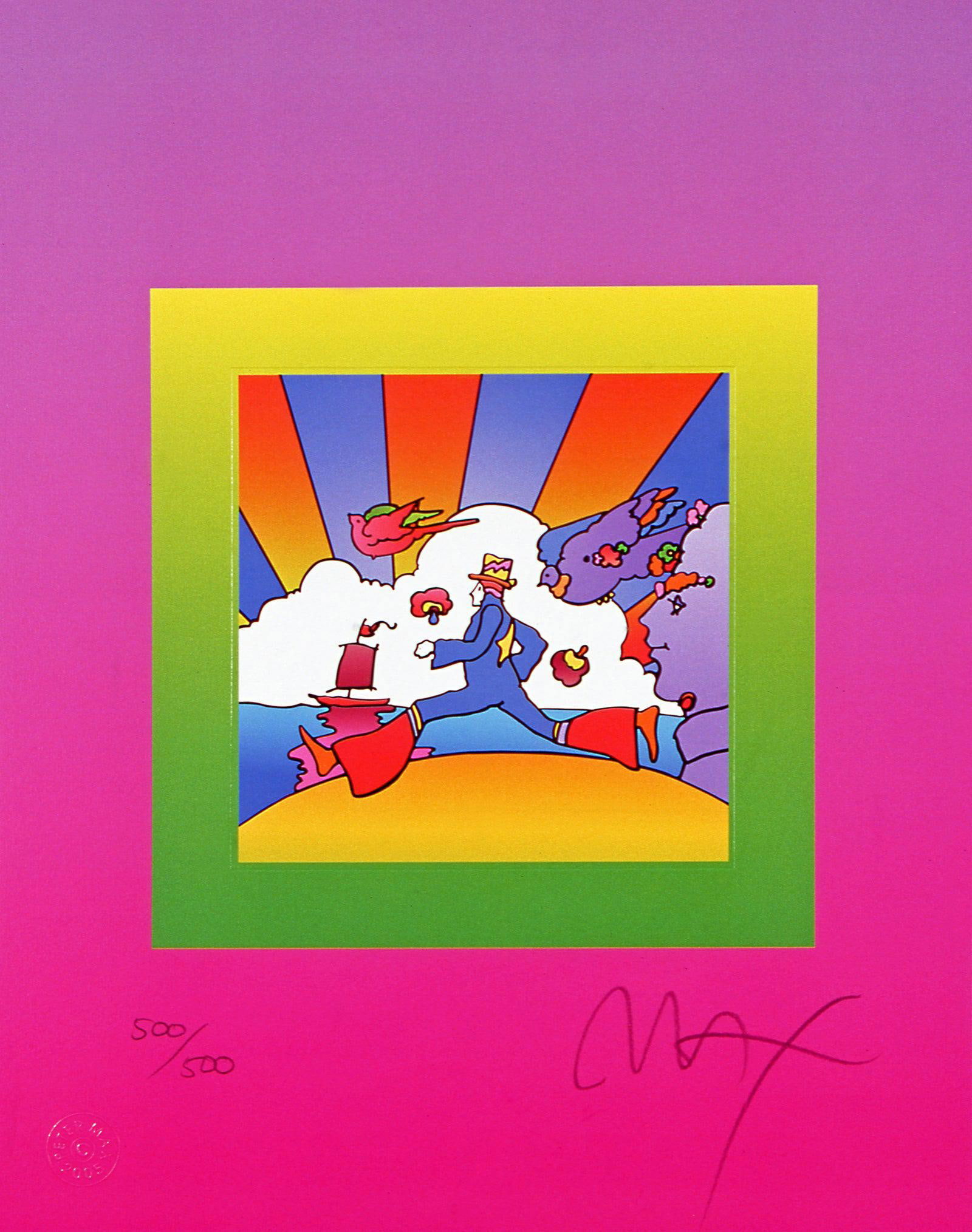 Official Lithograph - Peter Max - Cosmic Runner on Blends - Hand Signed (1 of 4)