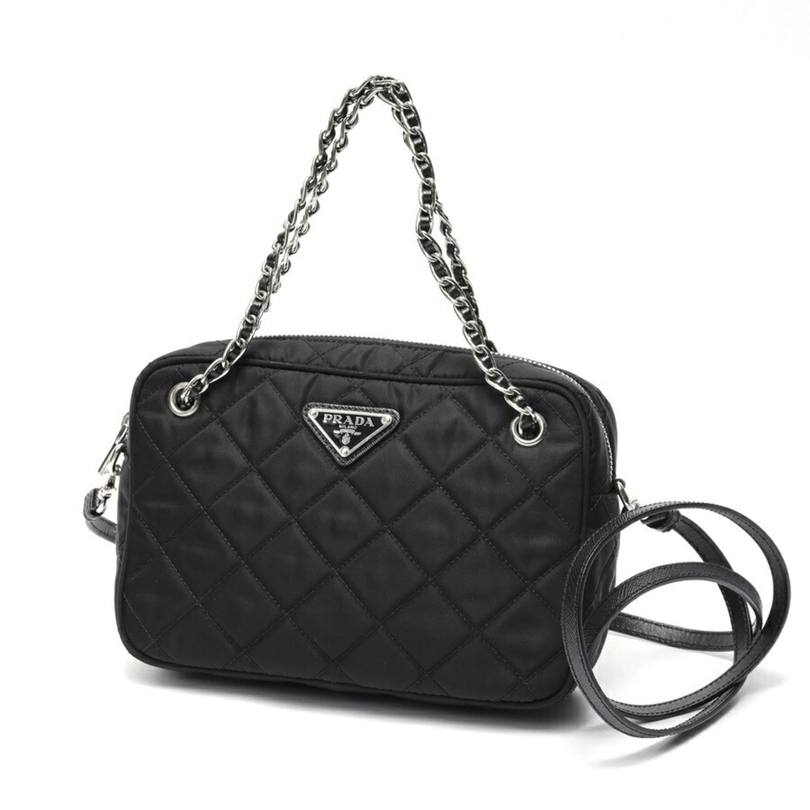 Nylon Prada Shoulder Bag: Nylon Prada Shoulder Bag This listing features Nylon Prada Shoulder Bag. Item specifics are provided below. Item Specifics: Brand: Prada Type: Shoulder Bag Material: Nylon Color: Black Gender: Women,M
