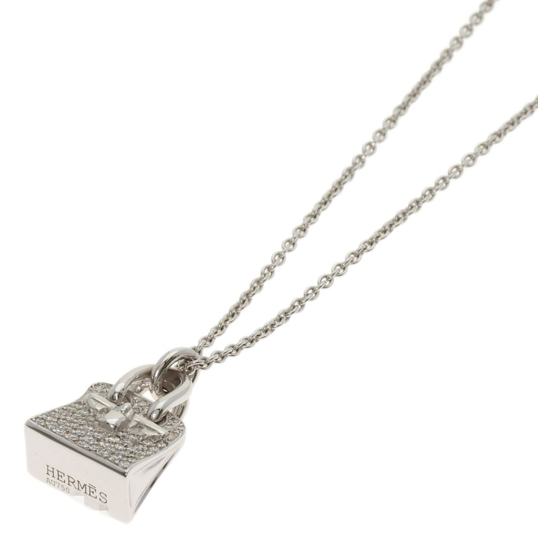 Gold HERMES Birkin Diamond Amulet Necklace K18 White: Gold HERMES Birkin Diamond Amulet Necklace K18 White This listing features Gold HERMES Birkin Diamond Amulet Necklace K18 White. Item specifics are provided below. Item Specifics: Brand: HERMES Style: