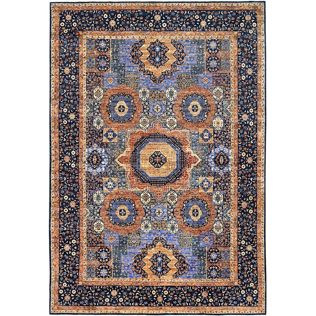Rug 8'9"x12'10" Blue Mamluk Design Extra Soft Wool Hand Knotted Oriental (1 of 12)