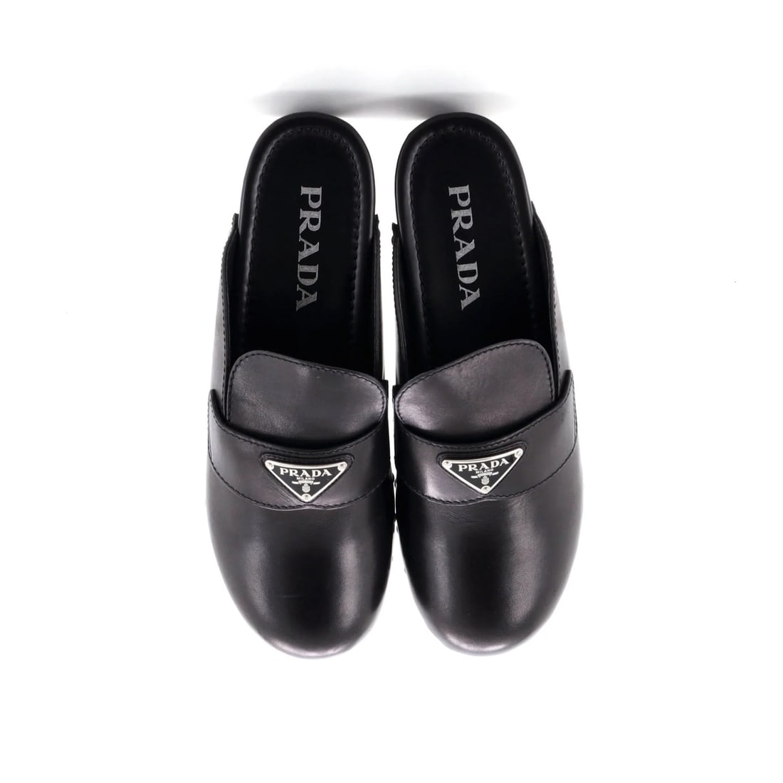 Leather Prada Women's Logo Mule Clogs - 2