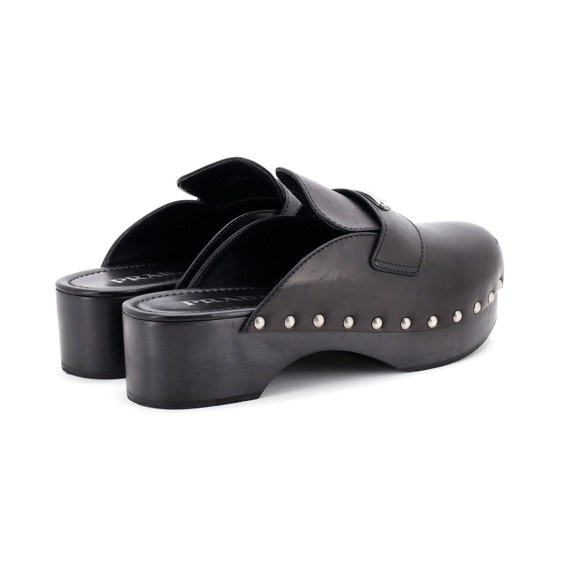 Leather Prada Women's Logo Mule Clogs - 3