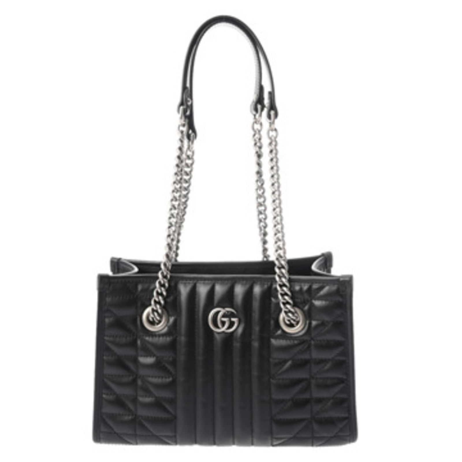 Leather Gucci Tote Bag: Leather Gucci Tote Bag This listing features Leather Gucci Tote Bag. Item specifics are provided below. Item Specifics: Brand: Gucci Type: Tote Bag Material: Leather Color: Black, Silver Gender: Women