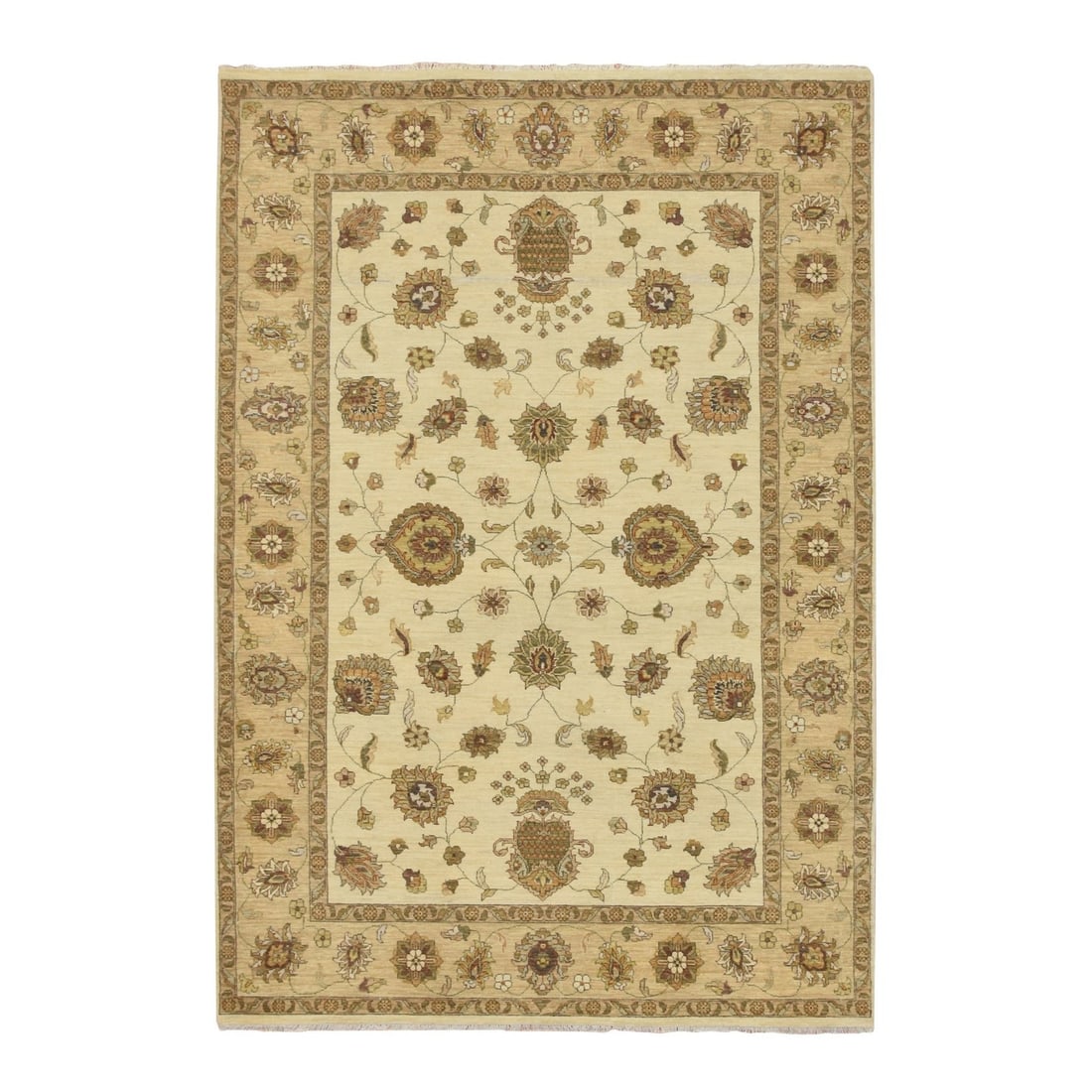 Rug 5'6"x8' Ivory Agra with Ziegler Design Leaf Pattern Hand Knotted Wool: Rug 5'6"x8' Ivory Agra with Ziegler Design Leaf Pattern Hand Knotted Wool This listing features Rug 5'6"x8' Ivory Agra with Ziegler Design Leaf Pattern Hand Knotted Wool. Item specifics are provided b