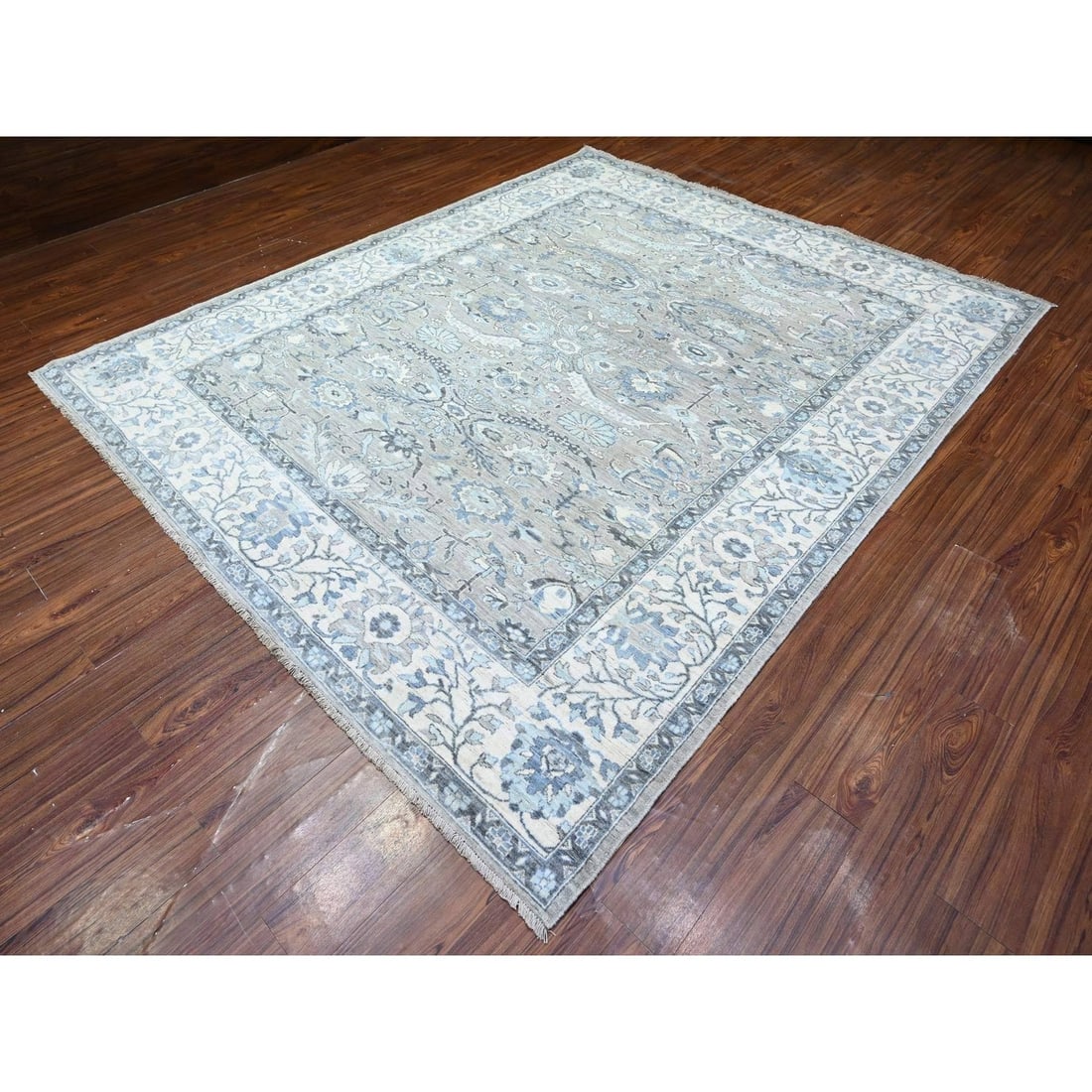 Rug 8'3"x10' Repose Gray Hand Knotted Peshawar Sickle Leaf Design Wool - 4