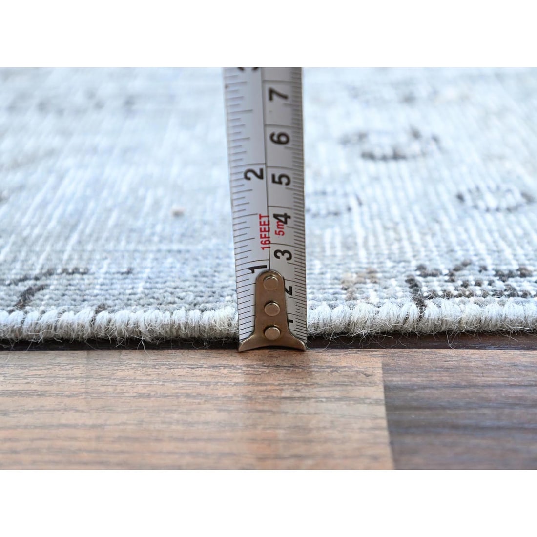 Rug 6'x8'10" Blue Gray Shiny Wool Hand Knotted Vintage Zoroastrian Tebraz - 10