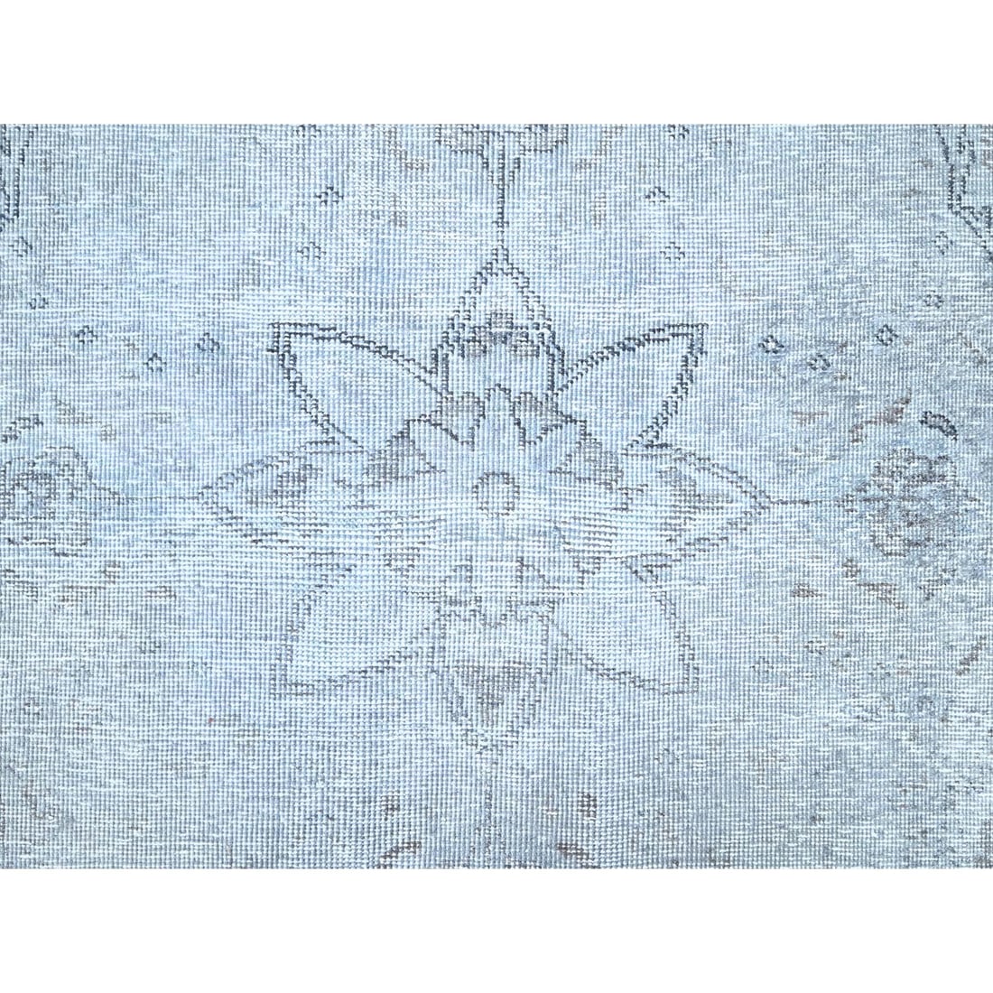 Rug 6'x8'10" Blue Gray Shiny Wool Hand Knotted Vintage Zoroastrian Tebraz - 8