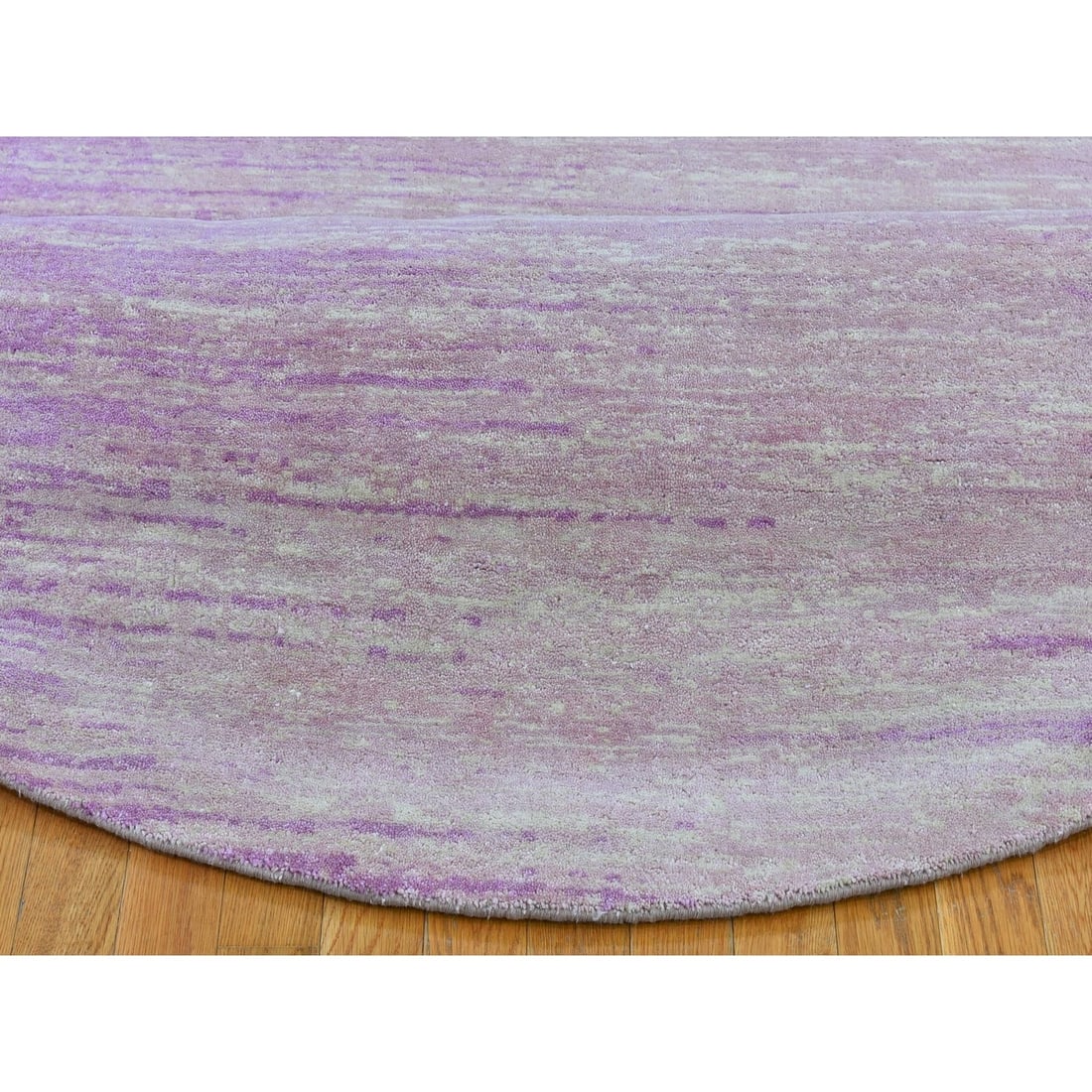 Rug 9'x9' Pink Zero Pile Organic Wool Ombre Design Hand Knotted Round - 7