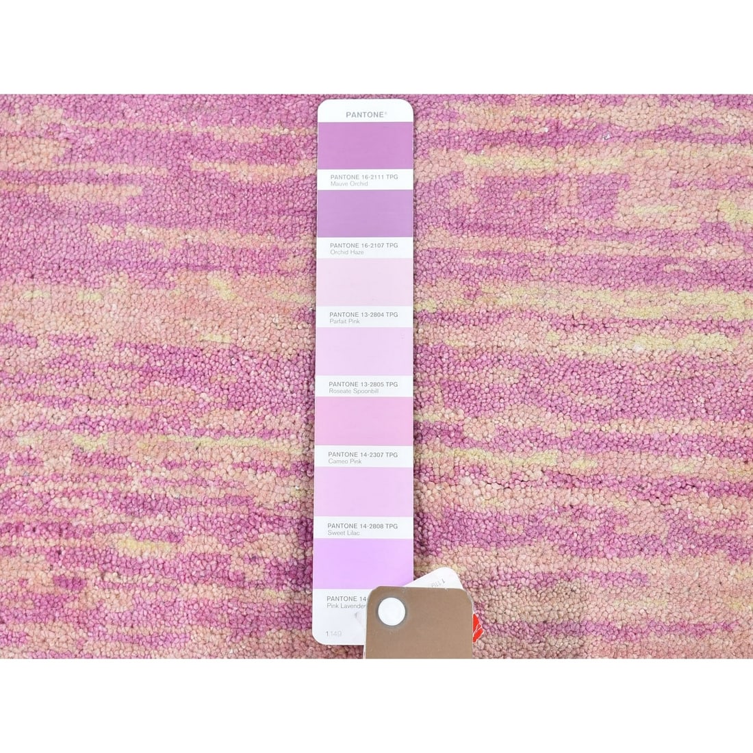 Rug 9'x9' Pink Zero Pile Organic Wool Ombre Design Hand Knotted Round - 8