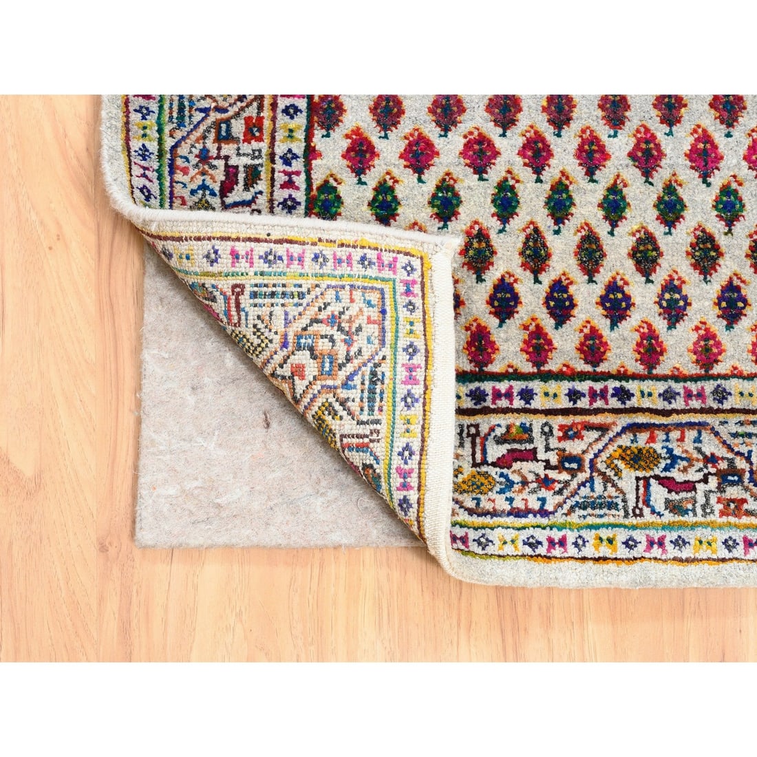 Rug 2'4"x10'2" Colorful Wool And Sari Silk Saroogh Hand Knotted - 3