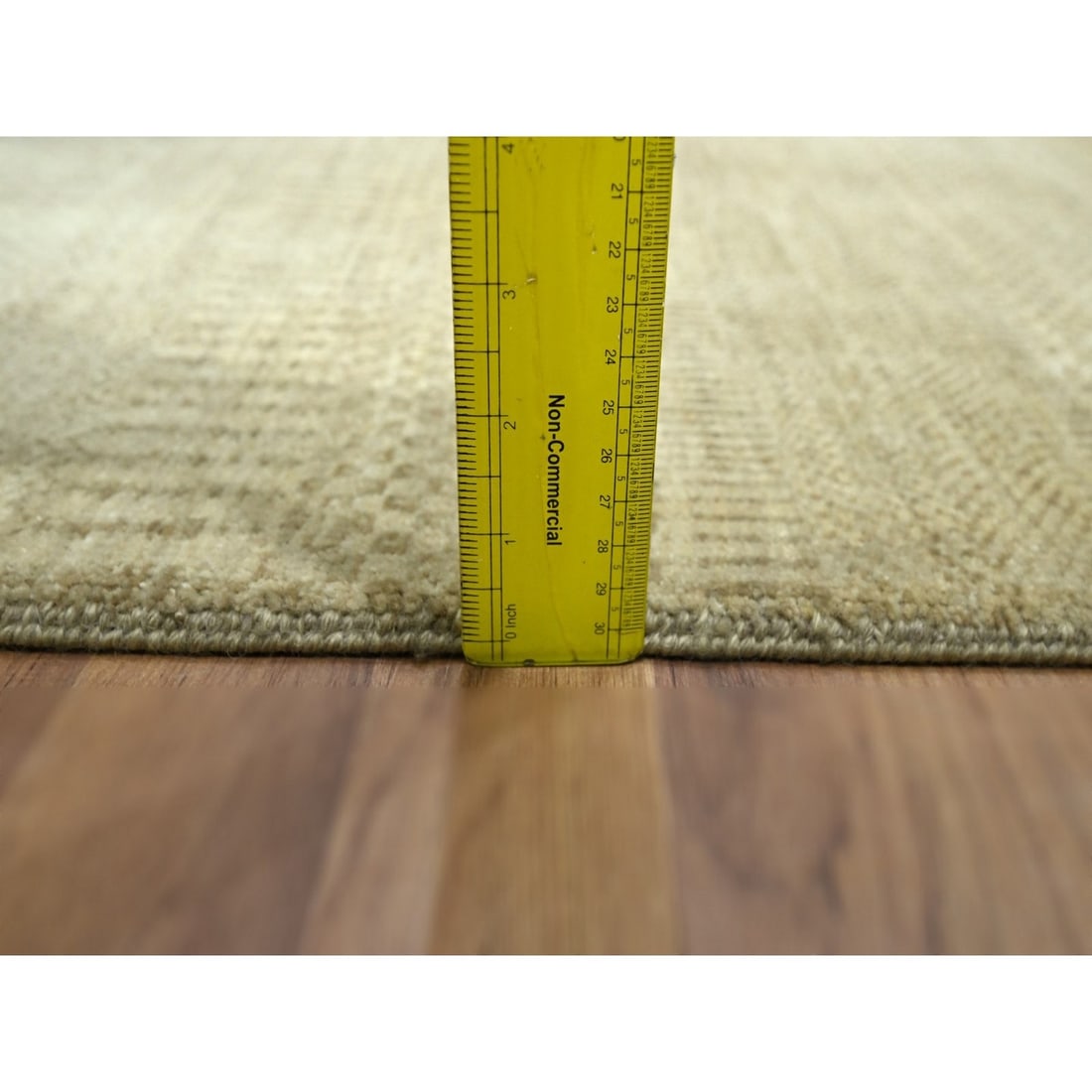 Rug 2'x3' Beige Modern Grass Design Hand Knotted Wool with Silk Small Mat - 3